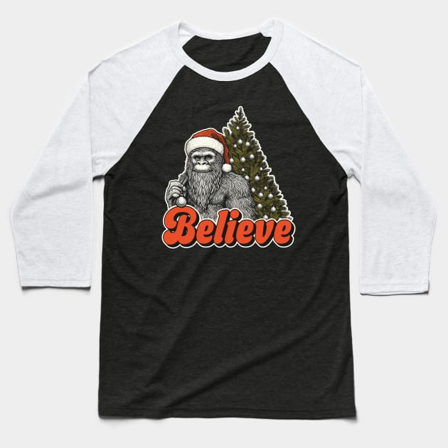 Funny Bigfoot Christmas Baseball T-Shirt by TwistedCharm